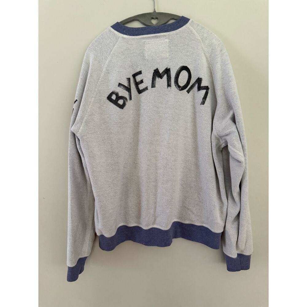 Teddy Fresh Reversible Bear Sweatshirt Blue Gray Unisex L Crewneck Hi Bye Mom - Picture 8 of 10